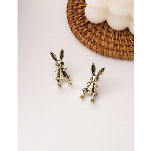 LRC Anting Tusuk Fashion Gold Color Rabbit Alloy Distressed P33307