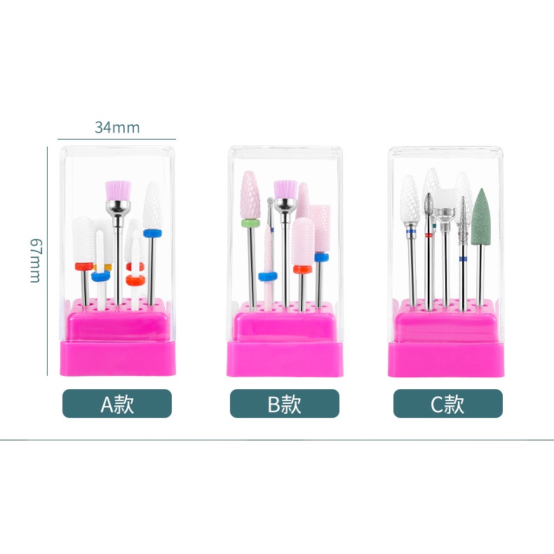 MAANGE Alat Pembersih Kulit Mati Pemoles Kuku Pemoles Kuku Pemoles Set 7 Set Paduan Keramik Kuku Baja Tungsten 0079