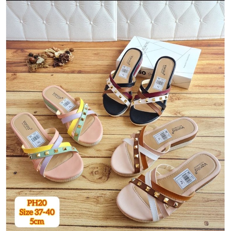 ABBUSHOES PH 20 sendal wedges silang stut sol karet  imilone 5cm