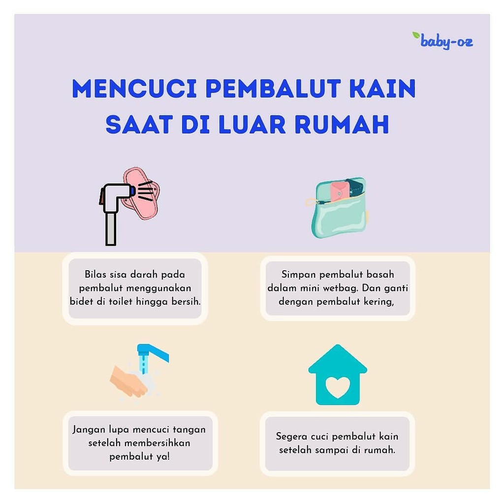 Menspad Baby Oz menstrual pad pembalut kain cuci ulang polos motif FREE extra insert