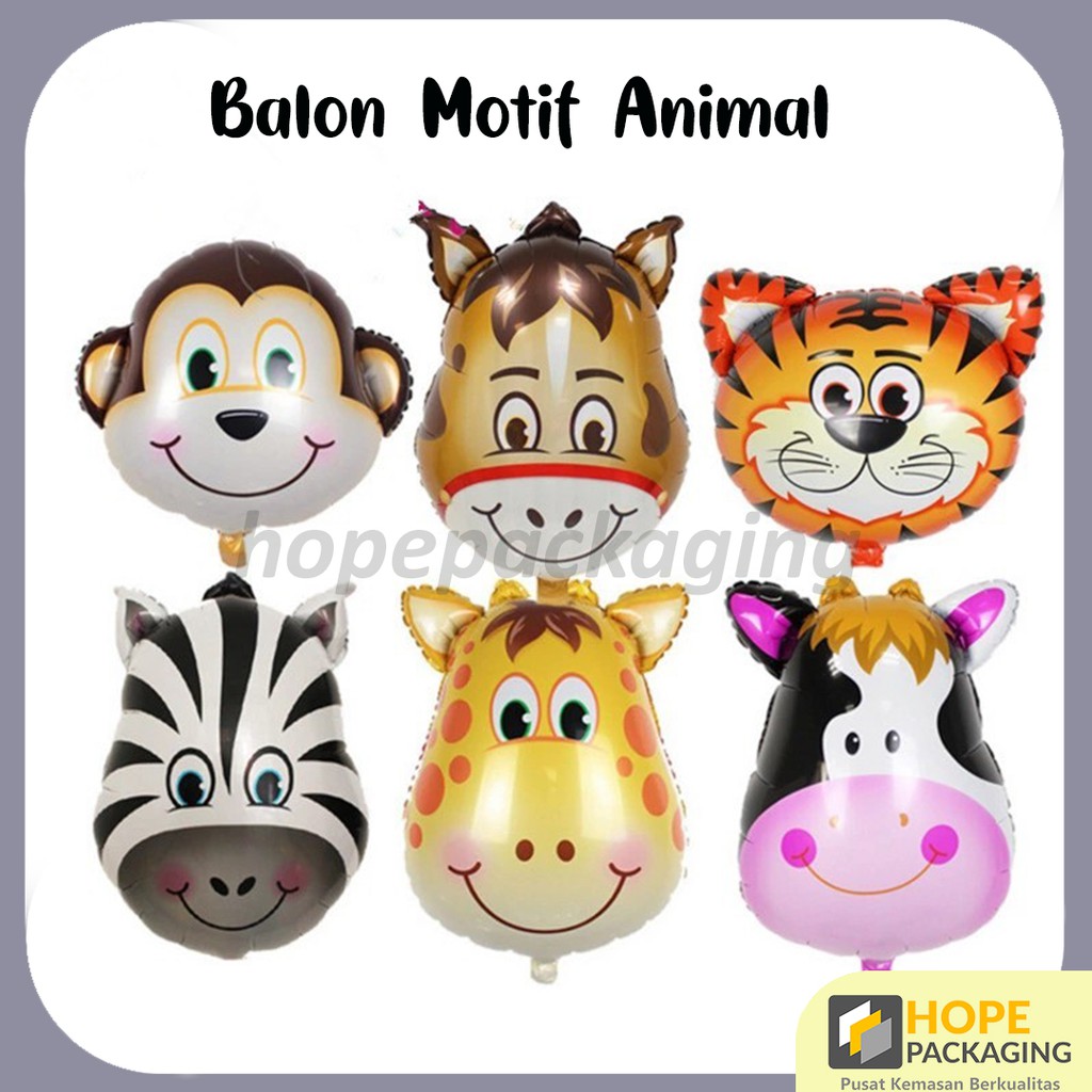 Balon Foil Animal Head Mini / Balon Kepala Hewan Mini / Kids Zoo import Murah