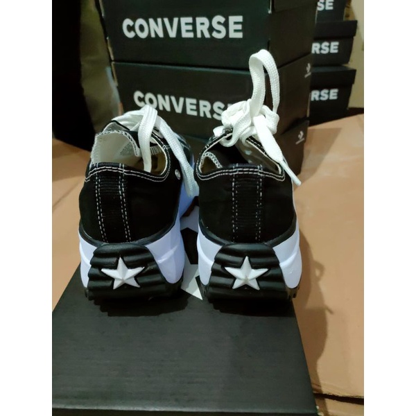Sepatu Converse Run Star Hike Black White / Egret Sneakers Wedges Wanita-3