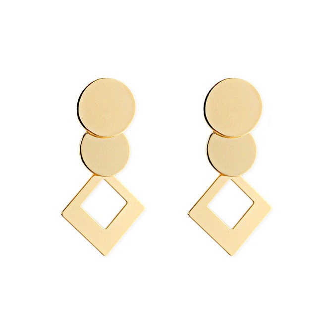 LRC Anting Tusuk Fashion Gold Alloy Square Earrings F69849