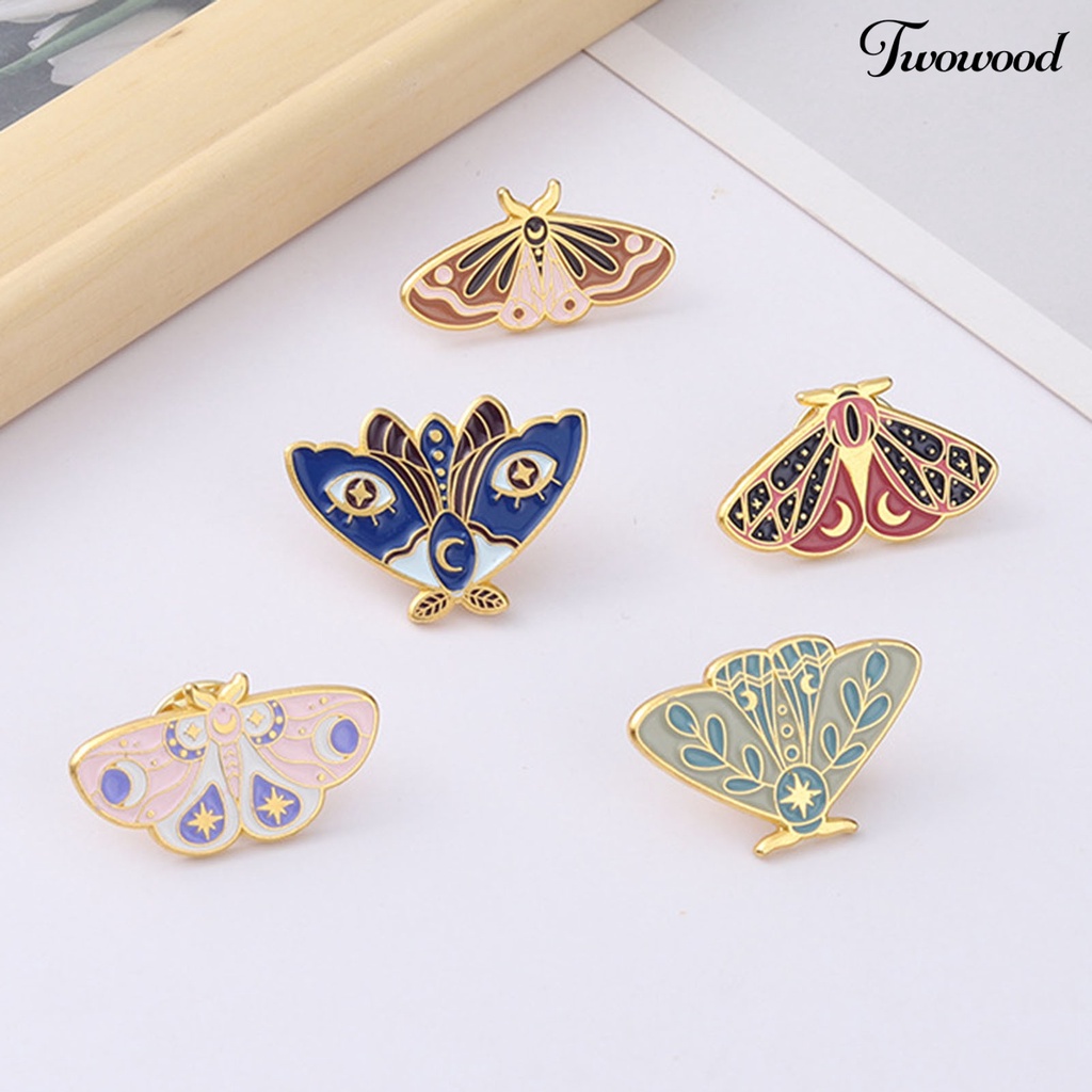 Twowood Women Brooch Moth Enamel Exquisite Special Cute Bag Pin for Gift