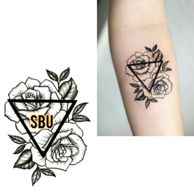 Tato Temporer segitiga bunga mawar Aesthetic Stiker Tato Minimalis -  SBU