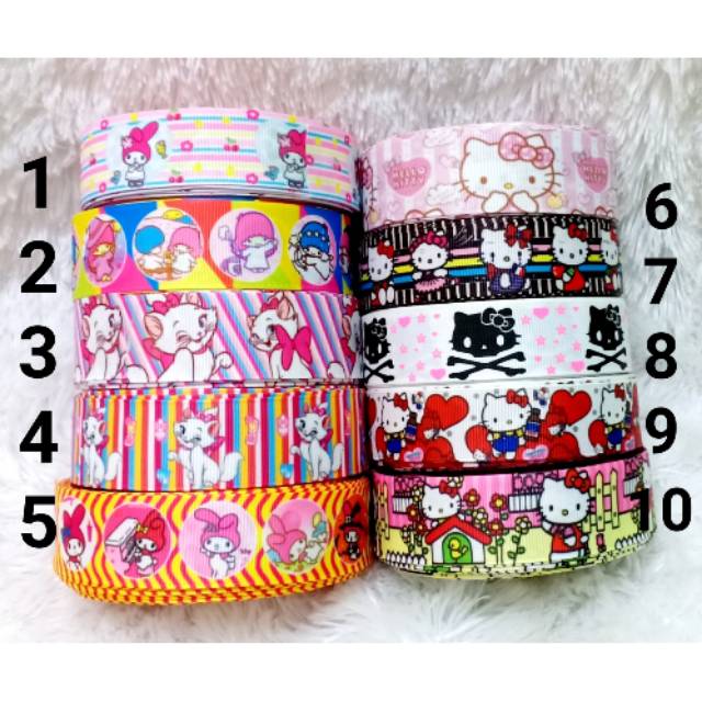Pita Grosgrain roll motif hello Kitty,melody,Marie cat