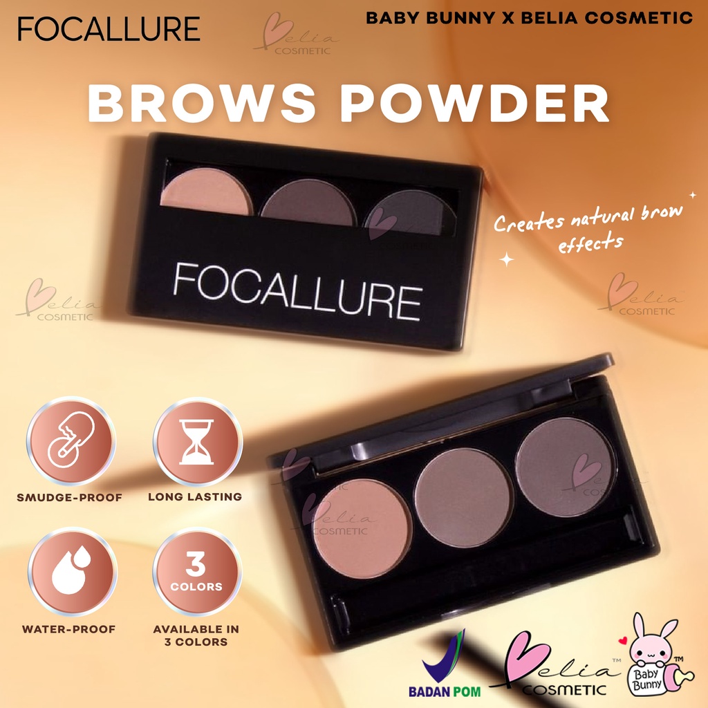 ❤ BELIA ❤ FOCALLURE Brow Powder FA04 | Eyebrow Kit | 3 Colors Eyebrow Powder Palette with Brush Mirror | BPOM