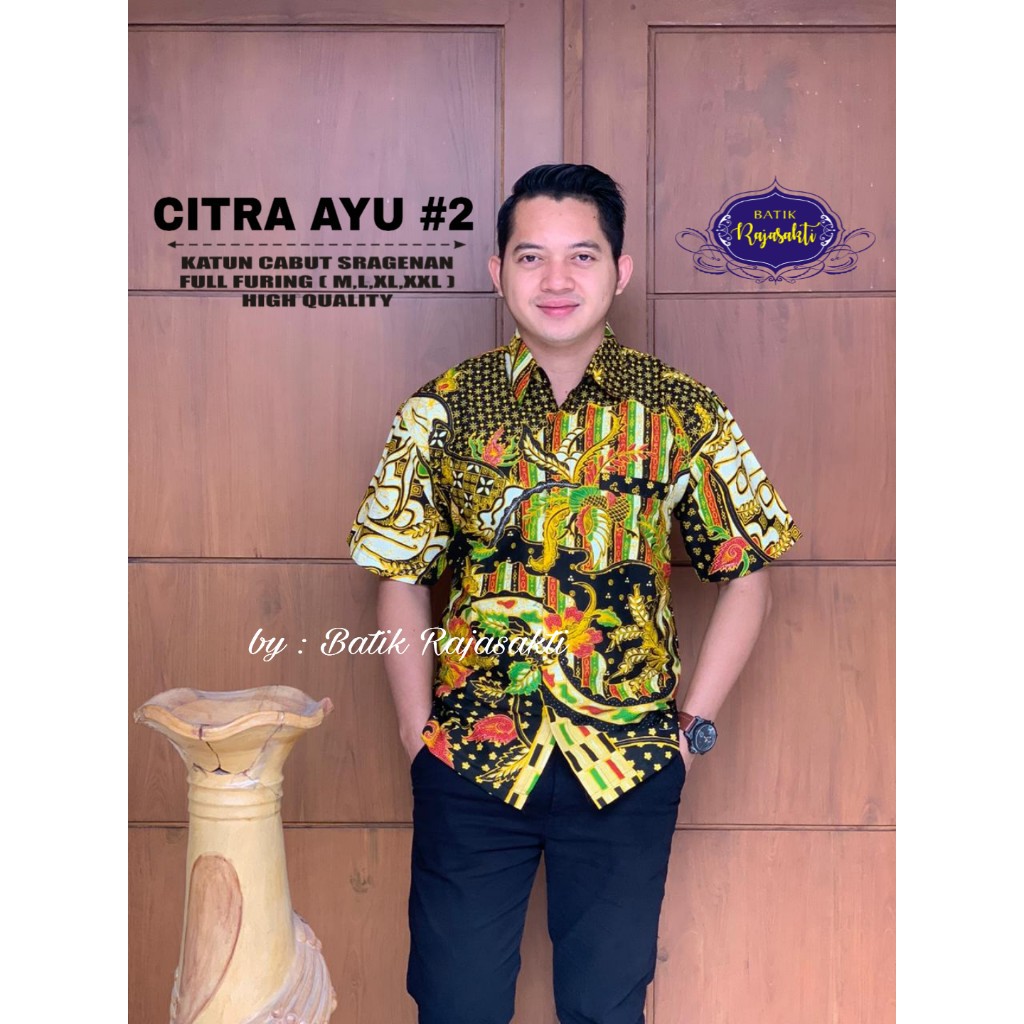 CITRA AYU 2 Kemeja Batik Pria Lengan Pendek Katun Halus FULL FURING Rajasakti