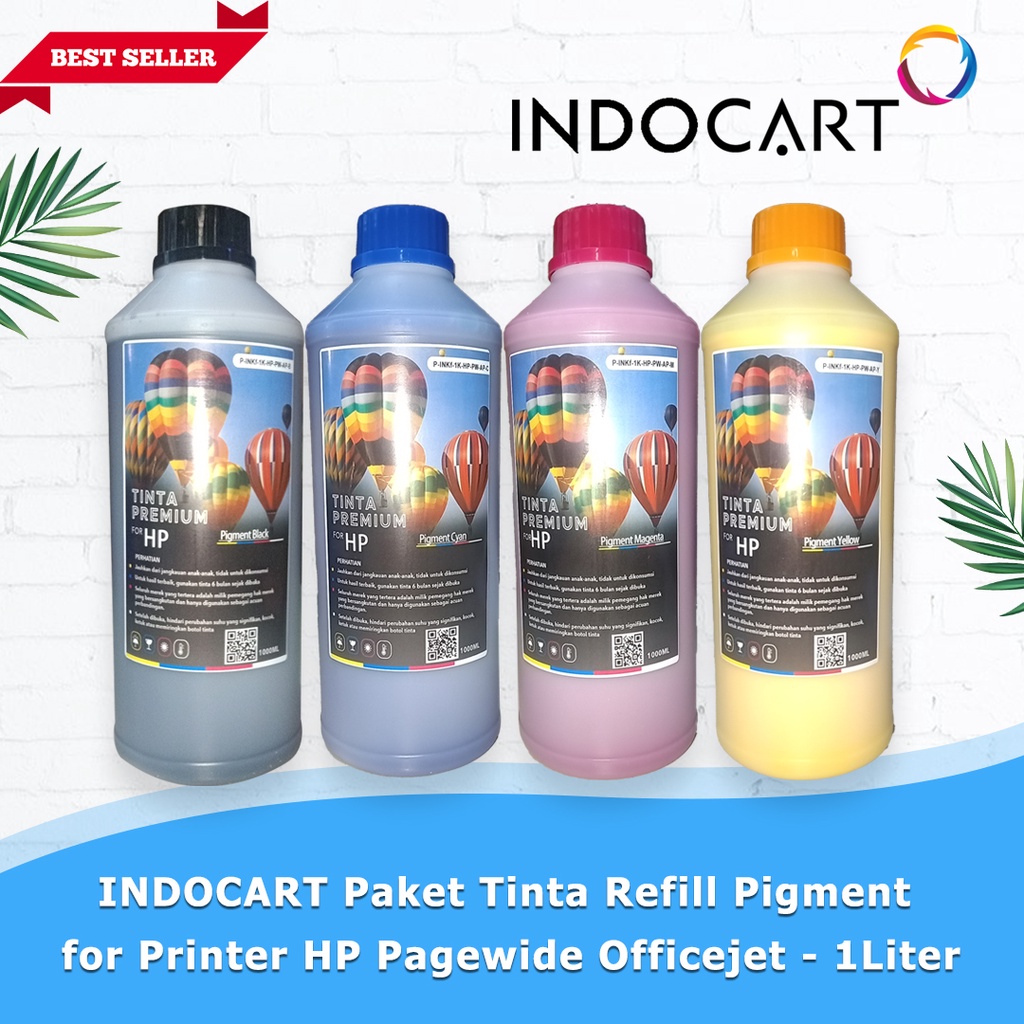 INDOCART Paket Tinta Refill Pigment utk Printer HP Pagewide Officejet