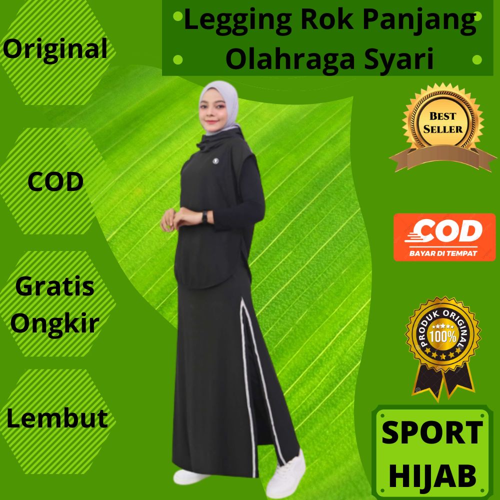 Legging Leging Lejing Rok Panjang Bawahan Sport Sports Sporty Olahraga Wanita Cewek Muslim Muslimah 