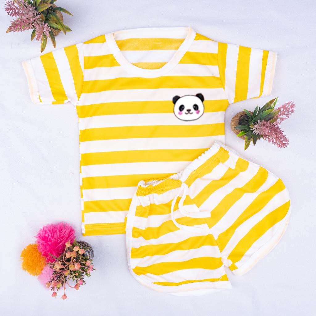 IL  - SETELAN BAJU PLAYSET CUPA CUP ANAK STRIPE PANDA / SETELAN ANAK SALUR / SETELAN UNISEX