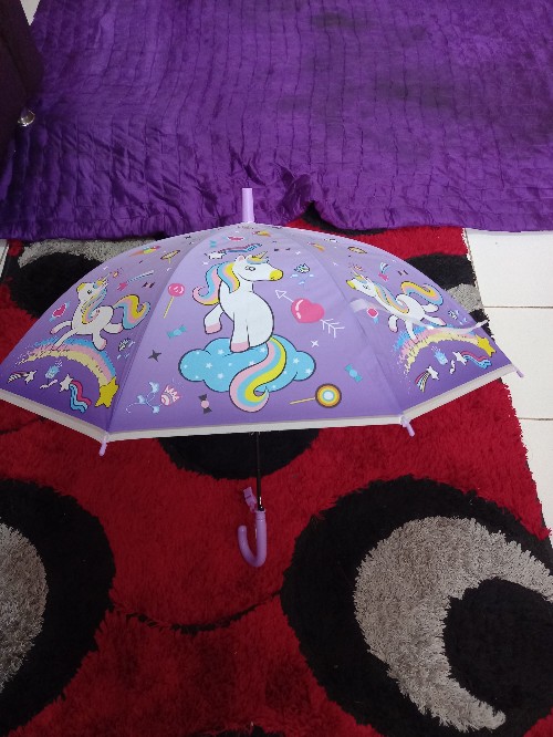 Tcs Payung Anak Unicorn / Pony / Plastik / Semi Transparan / Dof