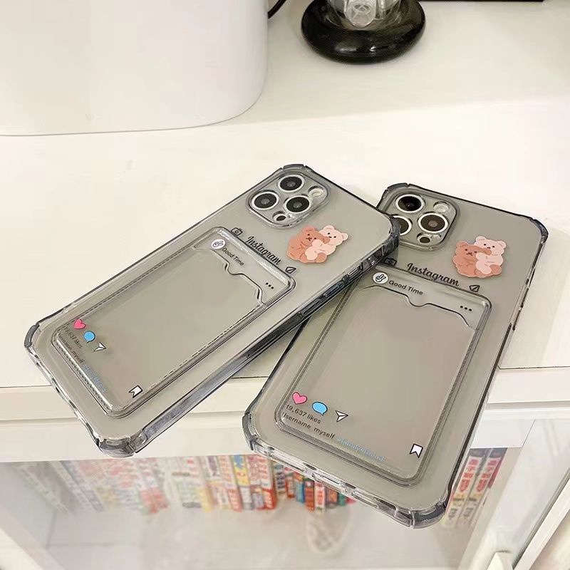 Soft Case Silikon TPU Transparan Motif Beruang Untuk IPhone 13 12 Mini 11 10 Pro XS Max X XR 8 7 6 6S Plus SE 2020