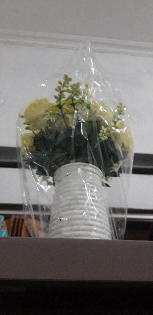 Krisan Bulat Bunga Artificial Rimbun Vas Ulir Pendek