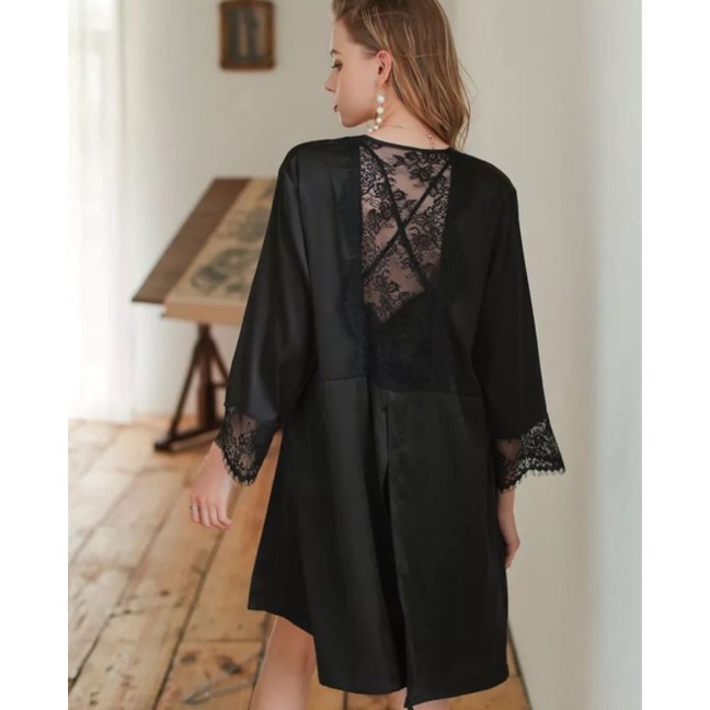 DeSecrertz RHANIA Baju Tidur Wanita Dewasa Sexy Model Satin Kimono Set, Baju Tidur Sexy Bahan Satin, Baju Haram Sexy, Lingerie Satin Set, Kimono Sexy, Pakaian Dinas Depan Suami, Pakaian Dalam Wanita Sexy, Lingerie Kimono, Sleepwear Sexy, Lingeri Seksi