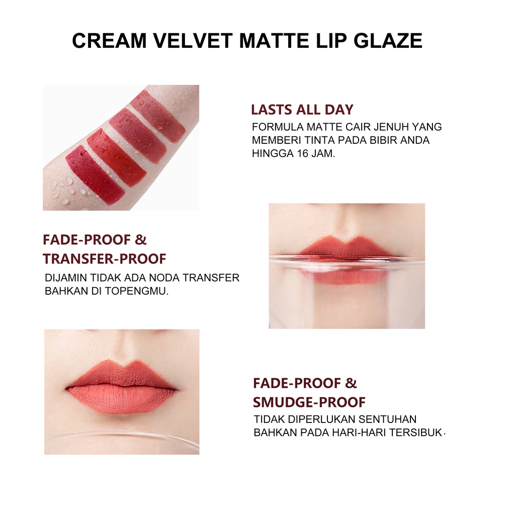 URRACX Matte Lipstik Matte Lip Cream Lembut Tahan Lama Pelembab Pigmentasi Tinggi 11 Colors