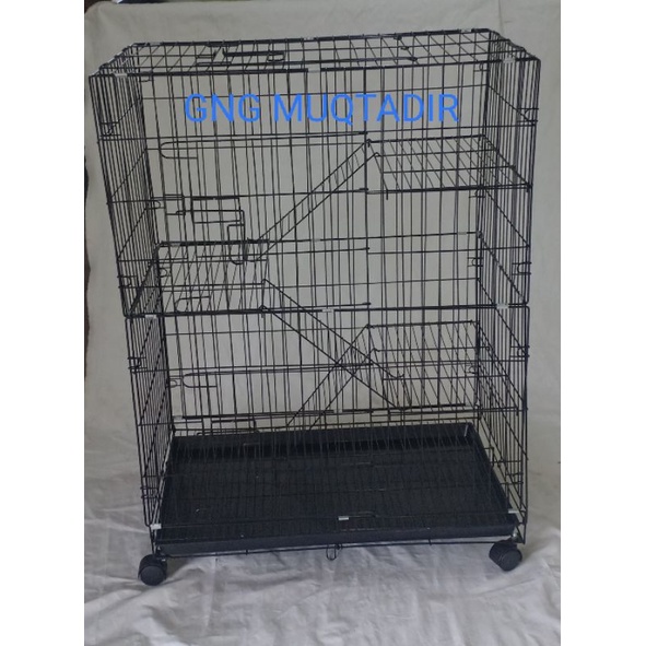 KANDANG KUCING TINGKAT 3 SIZE JUMBO XL UKURAN 76X47X100 PLUA RODA DAN TATAKAN BAWAH BAHAN TEBAL DAN KOKOH