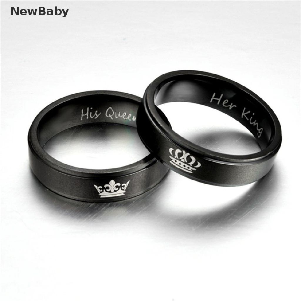 NewBaby Couple Rings HIS QUEEN HER KING Stainless Steel Rings Chic Jewelry Accessories  ID