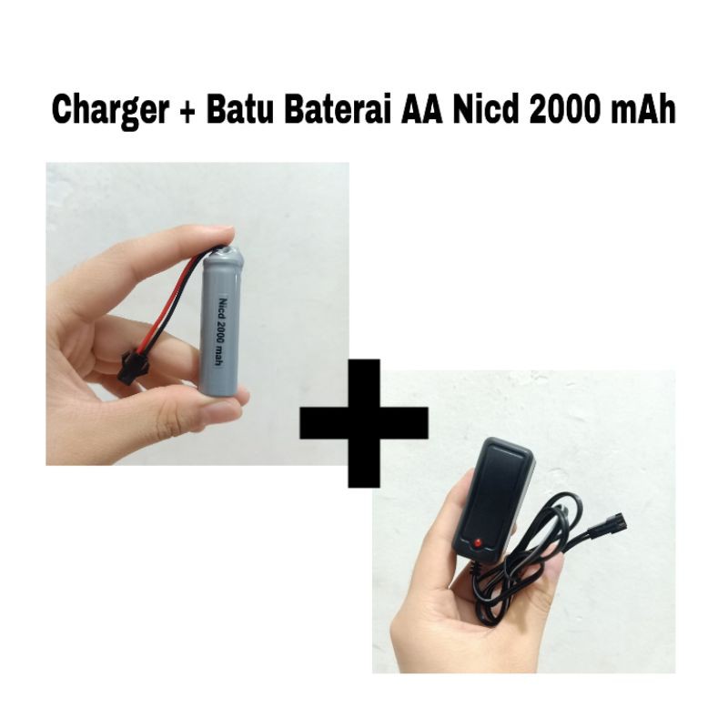 CHARGER MOBIL REMOT CONTROL + BATU BATERAI RAKIT MOBIL RC AA 2000 mAh