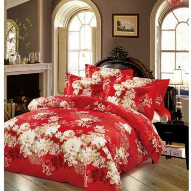 Pre order iSpreii katun jepang red floral custom size Pre order iSpreii katun jepang red floral custom size