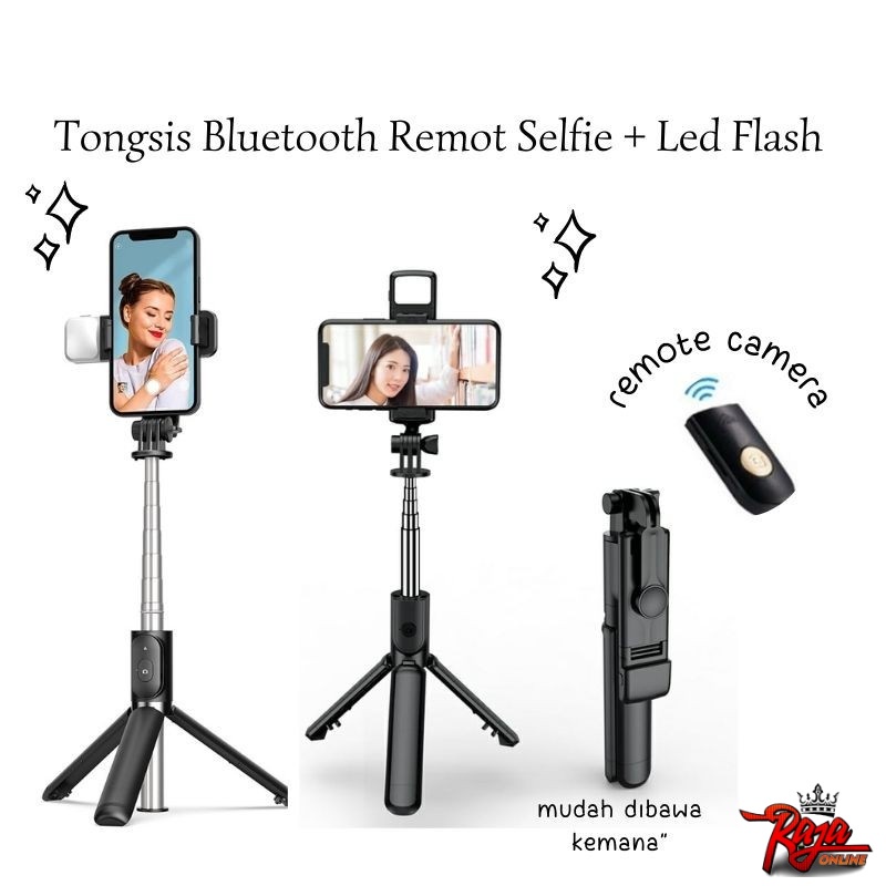 JC08 - Tripod Tongsis Bluetooth Remot Selfie Stick Led