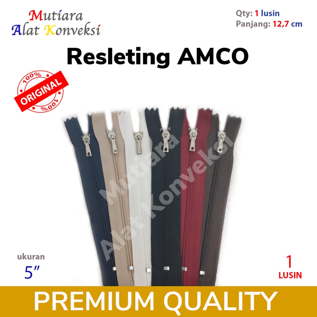 Resleting Dompet Celana Rok AMCO 5 inch 12,7 cm 1 lusin