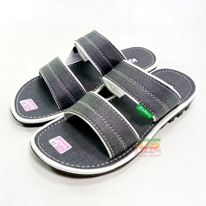 Sandal Anak Laki-Laki Kickers Slop Jeans Size 28-37 Abu Tua