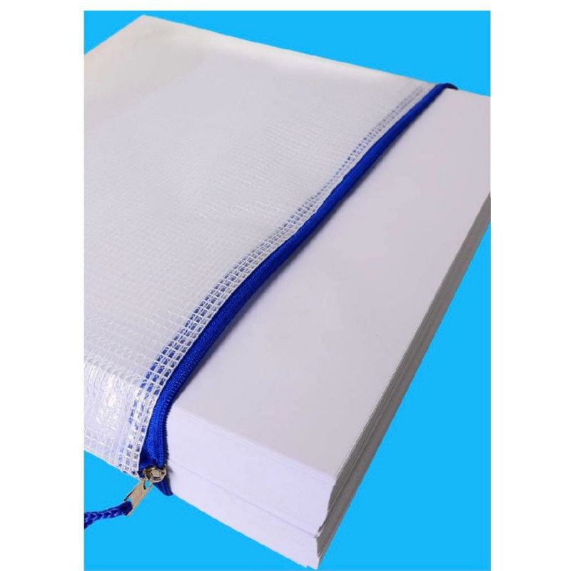 PC Zipper Bag Waterproof Information Bag B4/ LEBIH BESAR DARI F4. Map Buku Sekolah Transparent Mesh File Bag