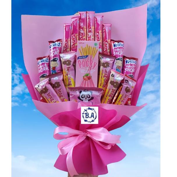 

Terlaku.. BUKET PINK CANTIK POCKY/Anniversary/bingkisan Snack Ulang Tahun/Ultah/Wisuda S0I