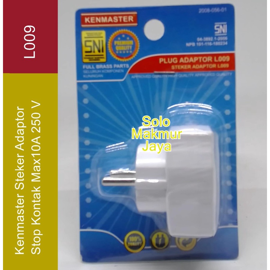 Kenmaster Steker Listrik 3 Lubang / Steker Adaptor L009 Kenmaster