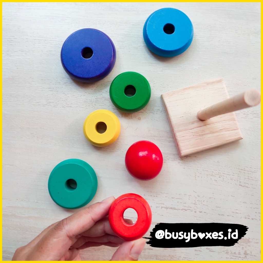 [busyboxes.id] wooden stacker - mainan kayu aneka bentuk