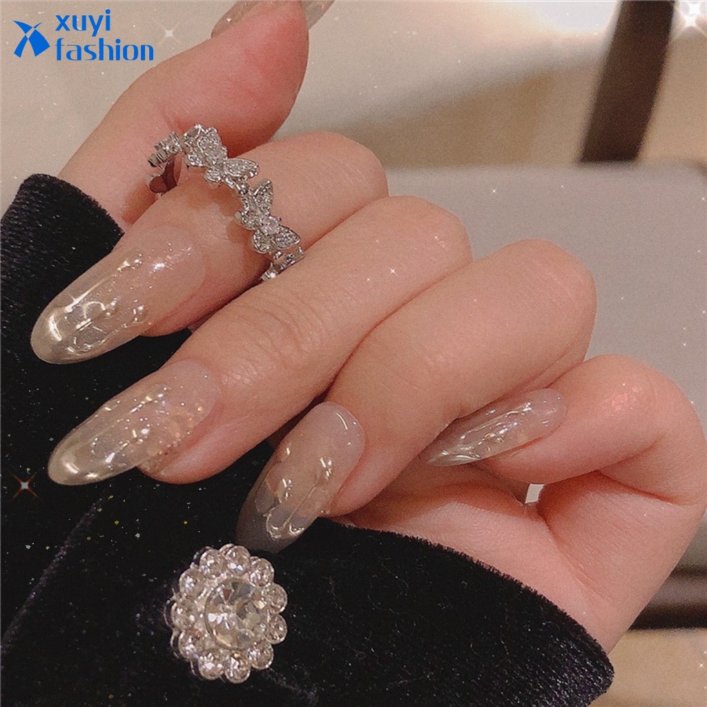 Cincin Model Terbuka Desain Kupu-Kupu Hias Kristal Gaya Elegan Untuk Wanita