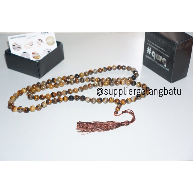 tasbih batu TIGER EYE 99 butir premium tasbeh biduri sepah 8mm 10mm aksesoris renceng pria wanita