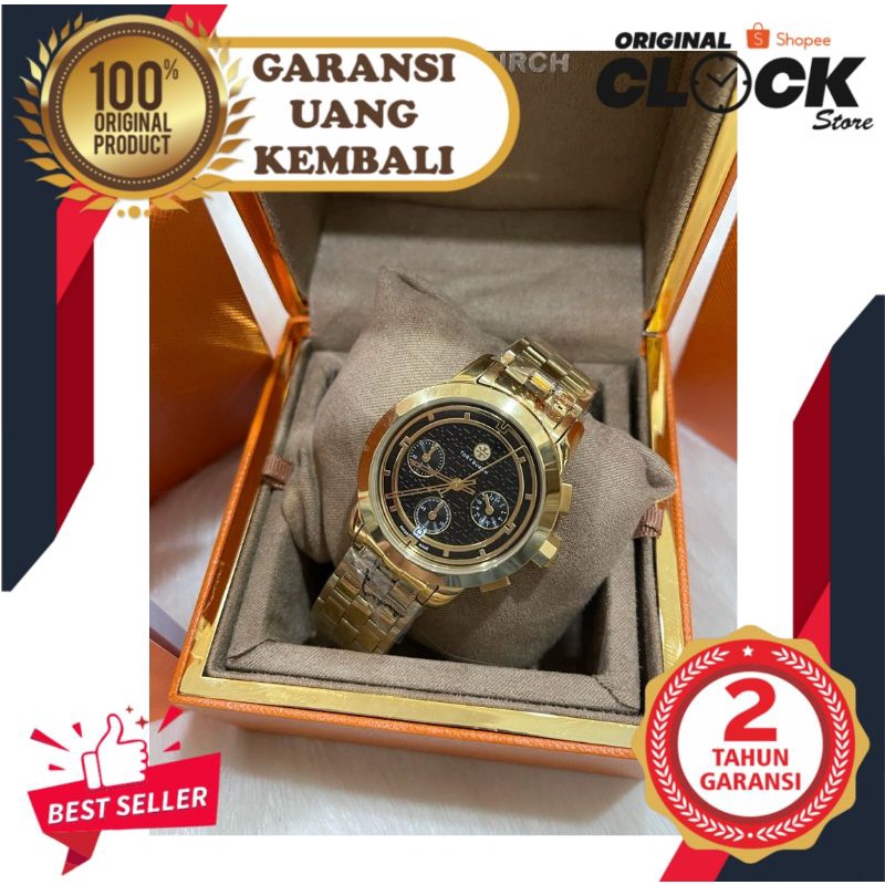 JAM TANGAN PRIA WANITA | RANTAI | KULIT | KARET | MURAH | - pria tory burch ori hitam gold TB1024 st