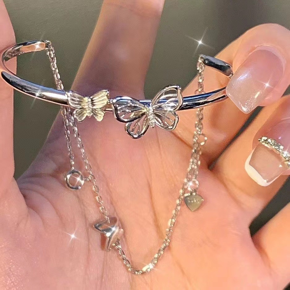 Gelang Rantai Double layer Desain Pita Untuk Wanita