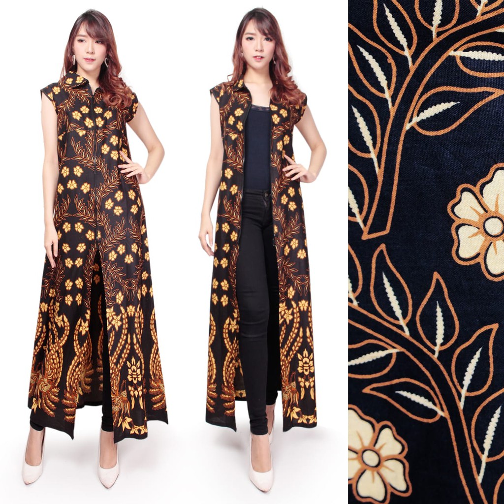 Darina Blazer 2in1 batik dress maxi panjang wanita fit to XL
