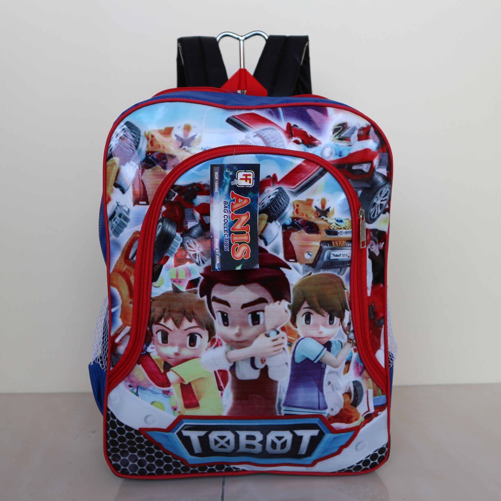 Tas Ransel Anak Mika Karakter RObot Tobot Biru SekolahPaud Playgroup TK SD Bagus Keren Murah Lucu