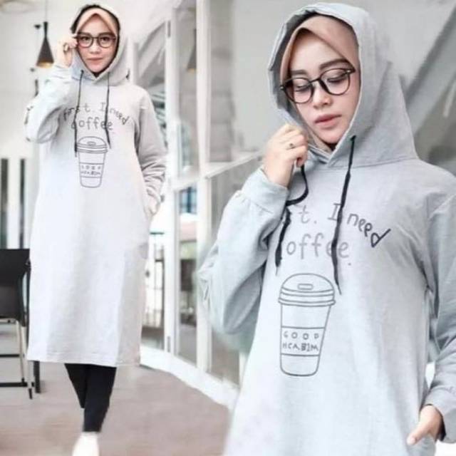 Fourfashion DRESS HODIE WANITA JUMBO COFEE