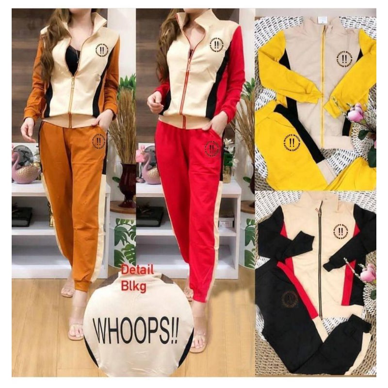 setelan baju olahraga wanita kekinian/baju olahraga wanita/setelan jaket celana olahraga kekinian