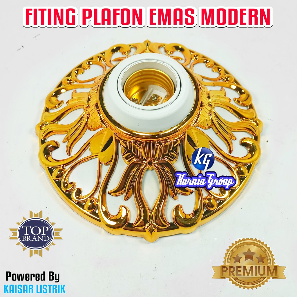 Fiting Plafon EMAS PREMIUM MODERN Bulat BATIK GOLD Drat KUNINGAN Piting E27 Pitingan Rumah Lampu LED