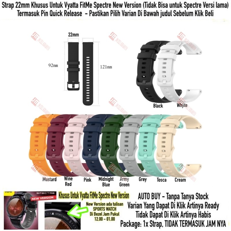 Tali Jam 22mm Watch Strap Vyatta FitMe Spectre New Version - OYE Rubber Silikon Warna Warni