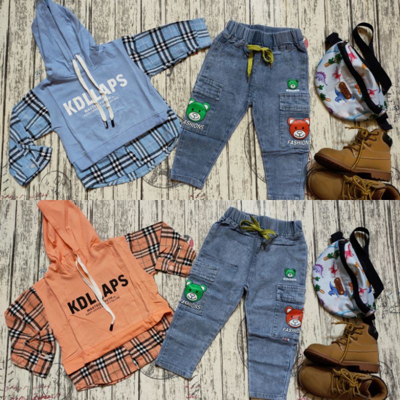 SETELAN JEANS ANAK HOODIE BURBERRY