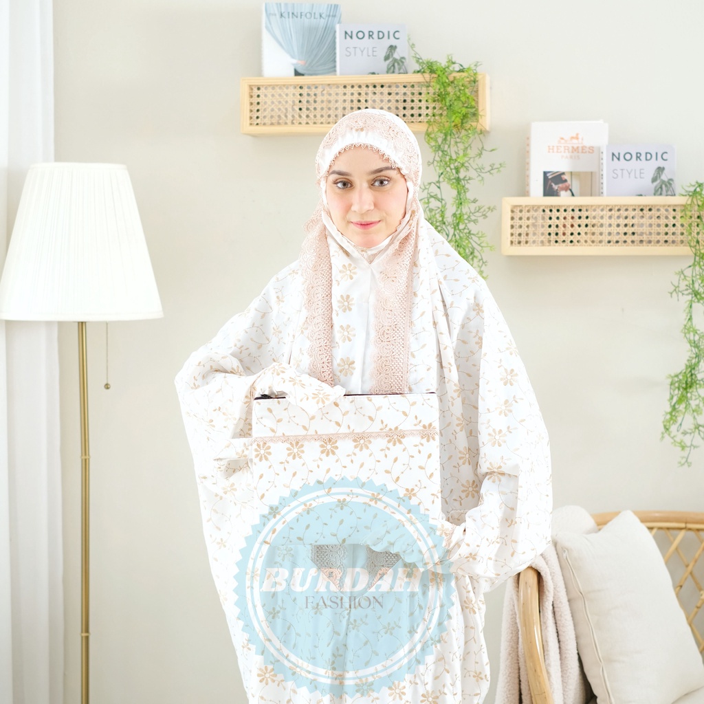BURDAH - Mukena Terusan Sutra Millo Prada Renda Krisdayanti