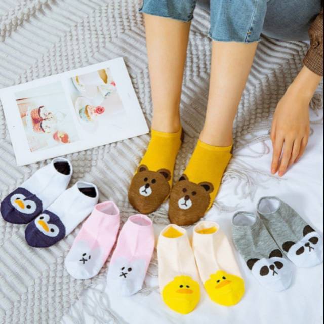 OVERFLOWS.ID Kaos Kaki Semata Kaki Motif Hewam Lucu  Kucing Cat Kekinian Ankle Sock Korea Murah Lucu