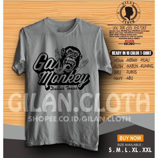 original corner concept KAOS BAJU DISTRO UNIK GAS MONKEY - original corner concept