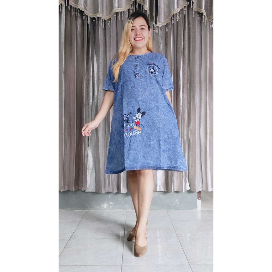 Dress Jeans Tebal tidak newaang, Bahan Adem TERBARU Best Seller (Bisa COD)