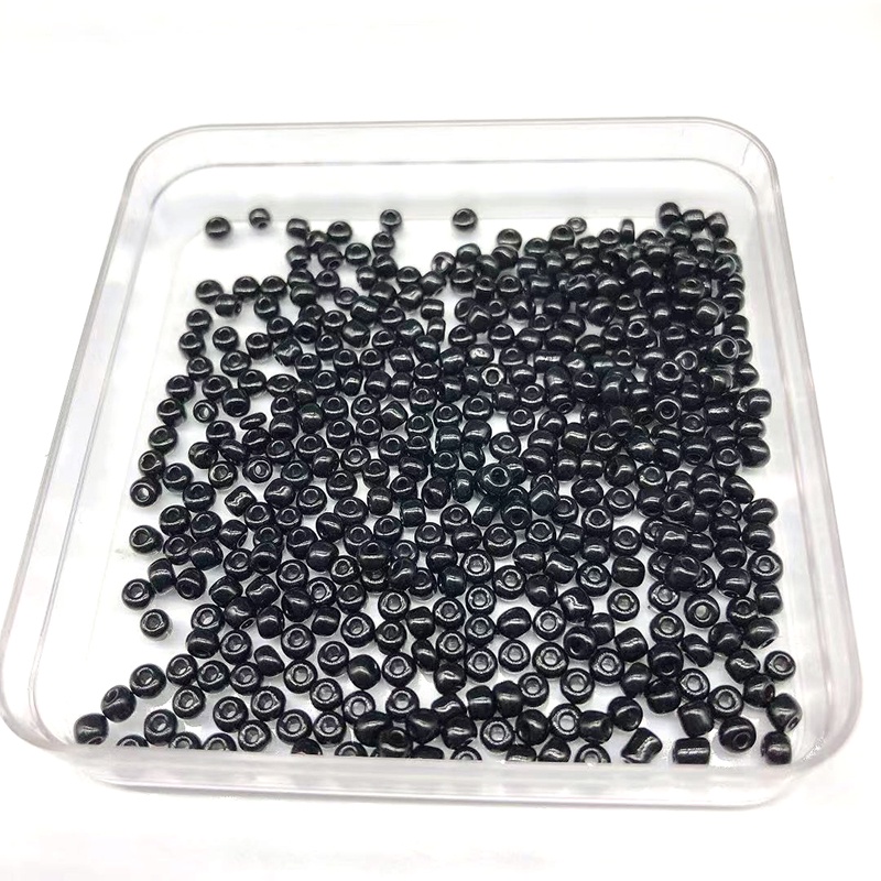 Manik-Manik Kaca Czech Seed Warna Hitam Putih Ukuran 2mm 3mm 4mm Untuk Membuat Perhiasan