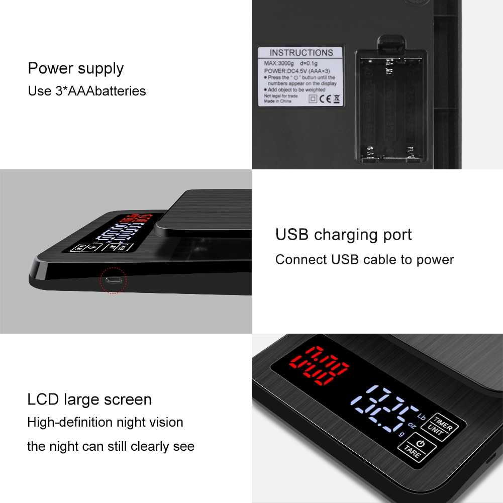 (BISA COD) RVOSTR  Digipounds Timbangan Dapur Mini Digital Coffee Scale - TSC10