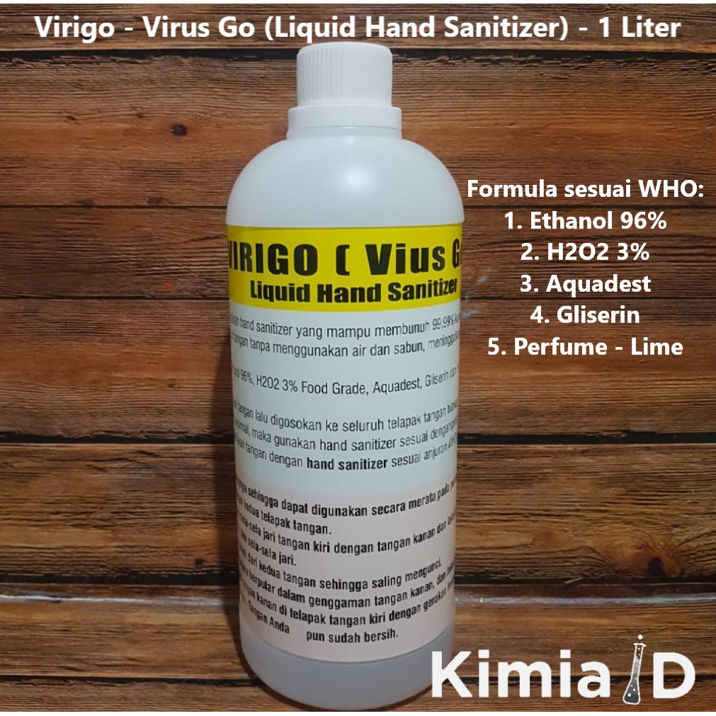 Hand Sanitizer 1 Liter - Virigo Hand Sanitizer Cair - Bakteri - Virus - Corona - Disinfektan spray