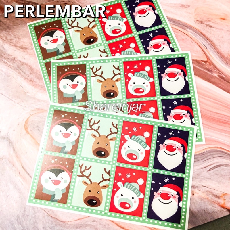 

PERLEMBAR Sticker Natal Hiasan Box Kotak Hampers Toples Kue Kado Xmas #3